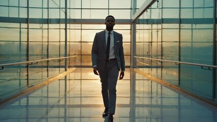 Businessperson looks out the window, acts digital display. think, window semi-transparent starts predictive analytics, future market trends, global data flows, overlaid onto the real skyline