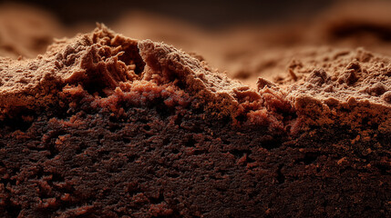 Close-up of chocolate cake with cocoa powder dusting as a dessert