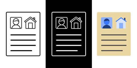Residency permit application icon in outline, dark mode, and color styles, vector illustration of immigration or settlement request form.
