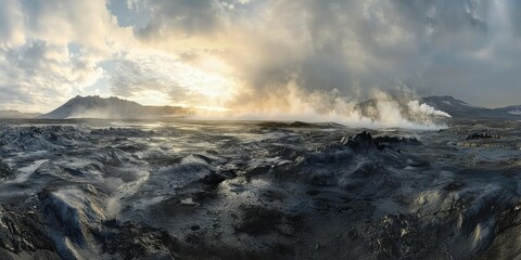 Icelandic Waterfalls and Volcanic Landscape
