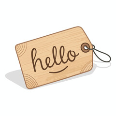 Hello tag design with wooden texture and blank space for personalization