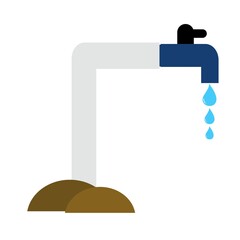 Water faucet icon. Water tap icon. Faucet with water droplets icon isolated on white background 