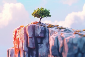 top of rock cliff in 3d by generative ai
