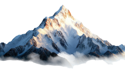 Majestic Snow Capped Mountain Peak isolated on a transparent background