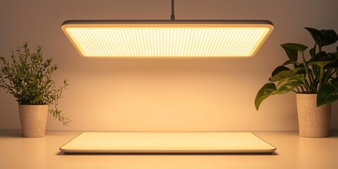 Smart LED panel light with adjustable color temperature on white background