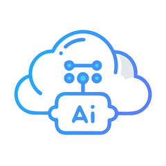 Fototapeta premium Cloud AI Assistant Icon – Artificial Intelligence and Cloud Computing Vector Illustration