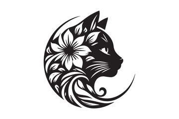 Obraz premium Cat Silhouette logo image. Black and White cat.
