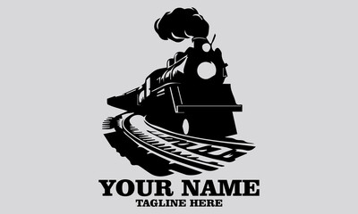Fototapeta premium Train moving logo design,Train moving vector illustration with white background