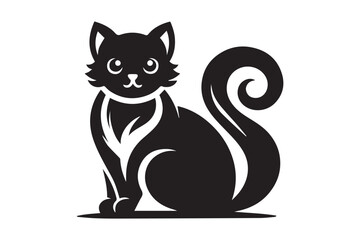 Obraz premium Pussycat Silhouette logo image. Black and White Cat .