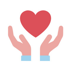 Obraz premium Heart Held by Hands Icon – Care and Protection Symbol