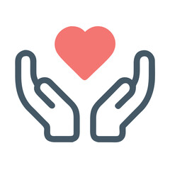 Obraz premium Heart in Helping Hands Icon – Compassion and Support Symbol