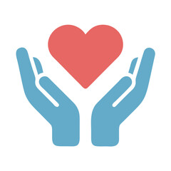 Obraz premium Heart in Helping Hands Icon – Compassion and Support Symbol