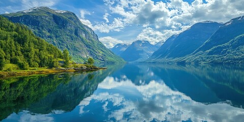 Obraz premium Norwegian Fjords with Reflections