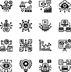 Collection of Business Intelligence Glyph Icons 
