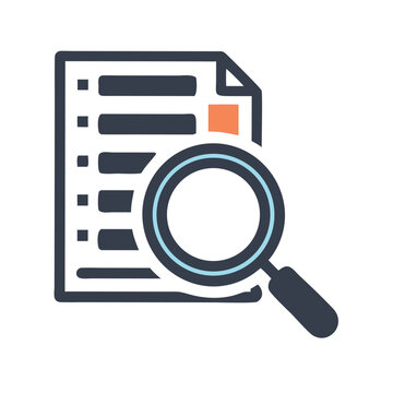 Magnifier Searching Data List Icon &ndash; Data Analysis, List Inspection Symbol