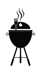 Black and White Barbecue Grill Silhouette Illustration