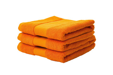 Stack of three orange bath towels