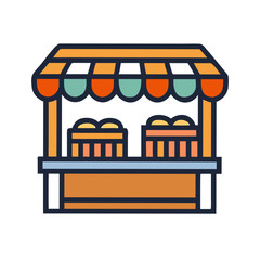 Outdoor Market Bakery Stall Icon – Fresh Baked Goods, Food Vendor Symbol