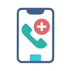 Fototapeta premium Phone with Cross Icon – Medical Call, Emergency Contact Symbol