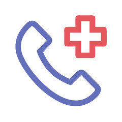 Phone with Cross Icon – Medical Call, Emergency Contact Symbol