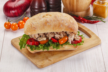 Ciabatta with canned tuna sandwich