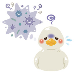 病気になったアヒルのイラスト