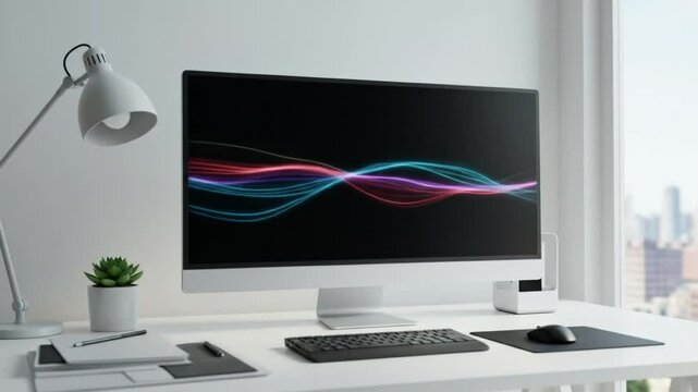 modern office interior with computer