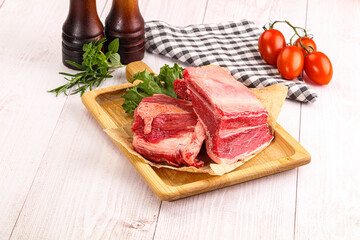 Raw beef rib for cooking