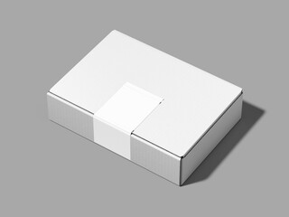 White Blank Delivery Box with Sticker Mockup 3D Rendering