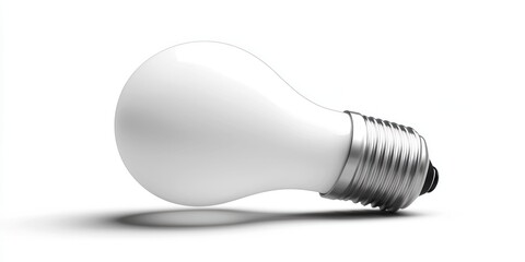 Warm white household light bulb on white background