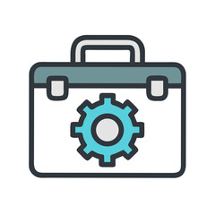 Obraz premium Toolbox with Gear Icon – Settings and Repair Symbol, Mechanical Tools Icon