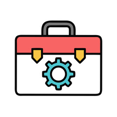 Obraz premium Toolbox with Gear Icon – Settings and Repair Symbol, Mechanical Tools Icon