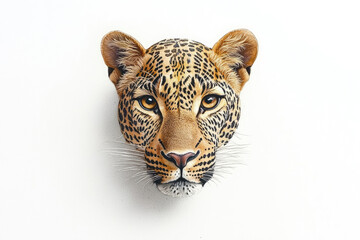 Stunning portrait of a leopard’s head studio hyper-realistic painting minimalistic background close-up view wildlife art for conservation awareness