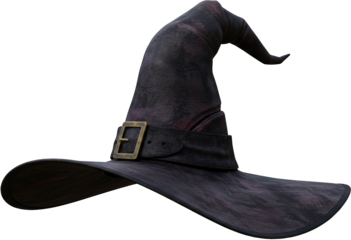 Aged Leather Witch Hat Halloween Costume Accessory 3D Render Fantasy Wizard Headwear