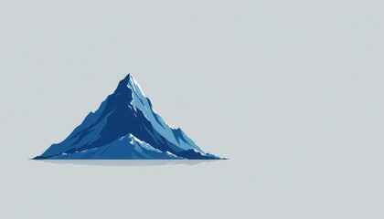 Stylized blue mountain illustration on a light background