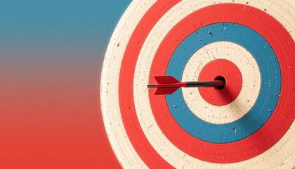 Target with arrow on a colorful background.