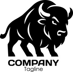 Bison icon silhouette, Buffalo silhouette isolated, Vector illustration Buffalo Logo Design, Bull Logo