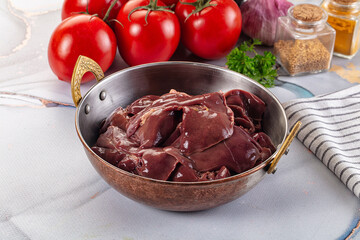 Raw chicken liver for cooking