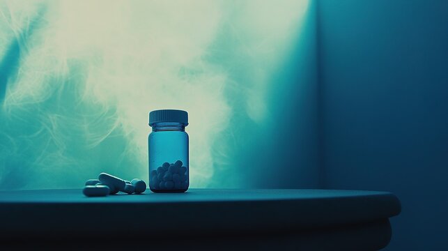 Empty medicine cabinet shelves reveal a life free from dependency, symbolizing health and self-reliance. Emptiness as a sign of wellness and proactive lifestyle choices.