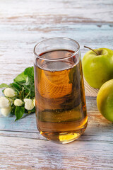 Apple yellow juice in the glass