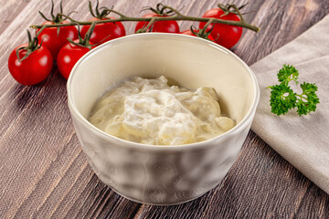Italian delicous stracciatella young soft cheese