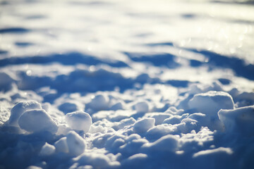 Sunlit Snow Texture with Soft Focus Winter Background in Cold Arctic Environment