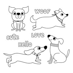 Funny cartoon dogs vector set