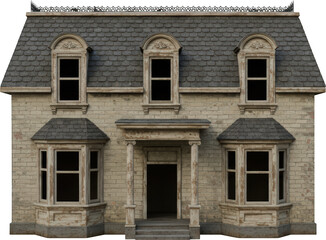 Aged Victorian House Exterior Weathered Brick Facade Abandoned Home Architectural Detail Real Estate