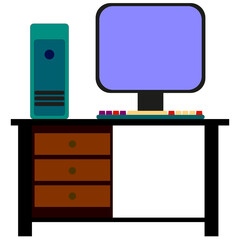 computer desk illustration png, perfect for design graphic