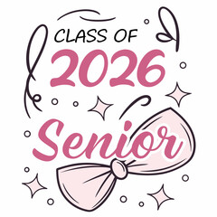 Pink Senior Class of 2026 phic Illustration