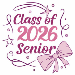Pink Senior Class of 2026 phic Illustration