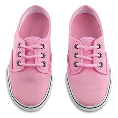Pink Canvas Sneakers Detailed Close-Up from Above, Ready for Summer Fun