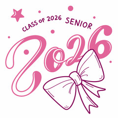 Pink Senior Class of 2026 phic Illustration