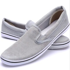 Sleek light gray slip-on shoes, simple and comfortable lifestyle footwear